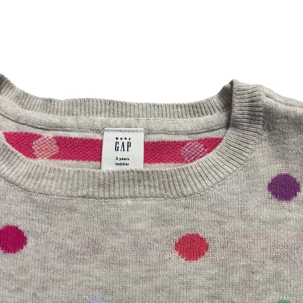 Baby Gap 3Y Colorful Polkadots & Ruffles Sweater